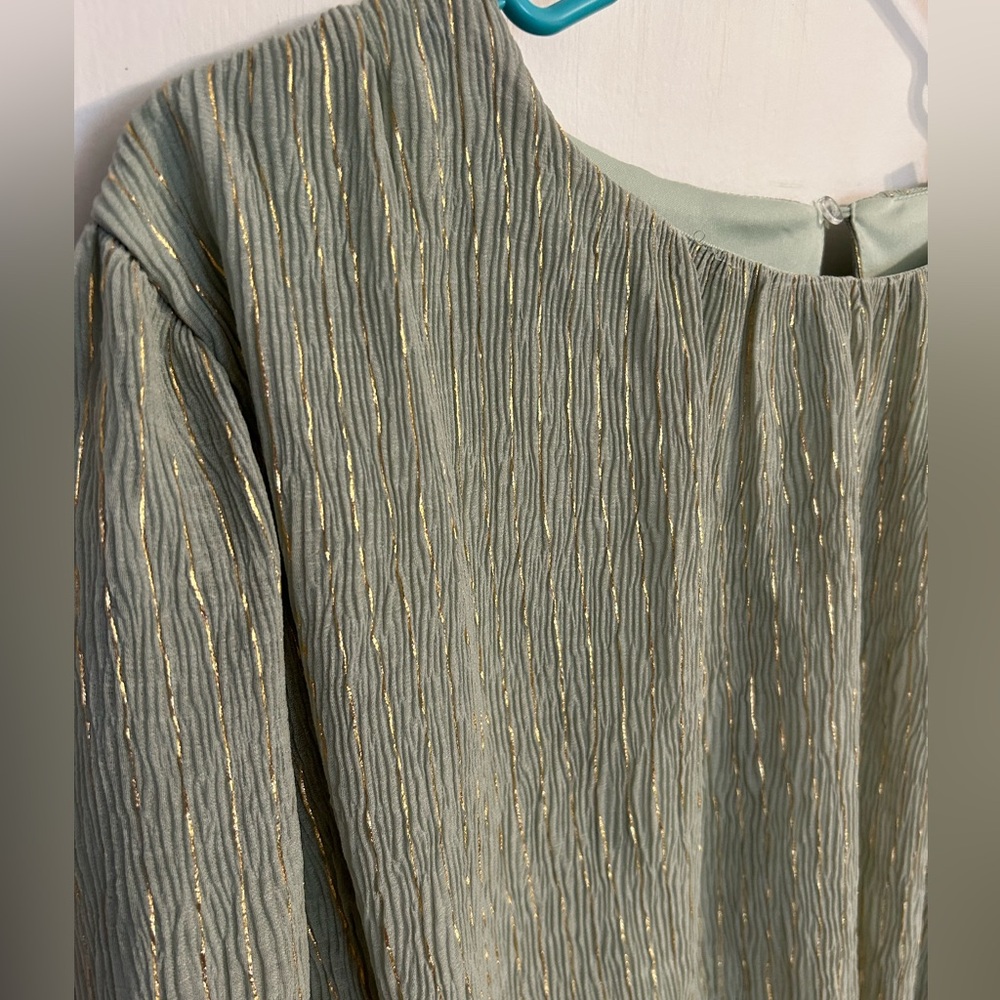 Blu Pepper green / gold women’s long sleeve blouse